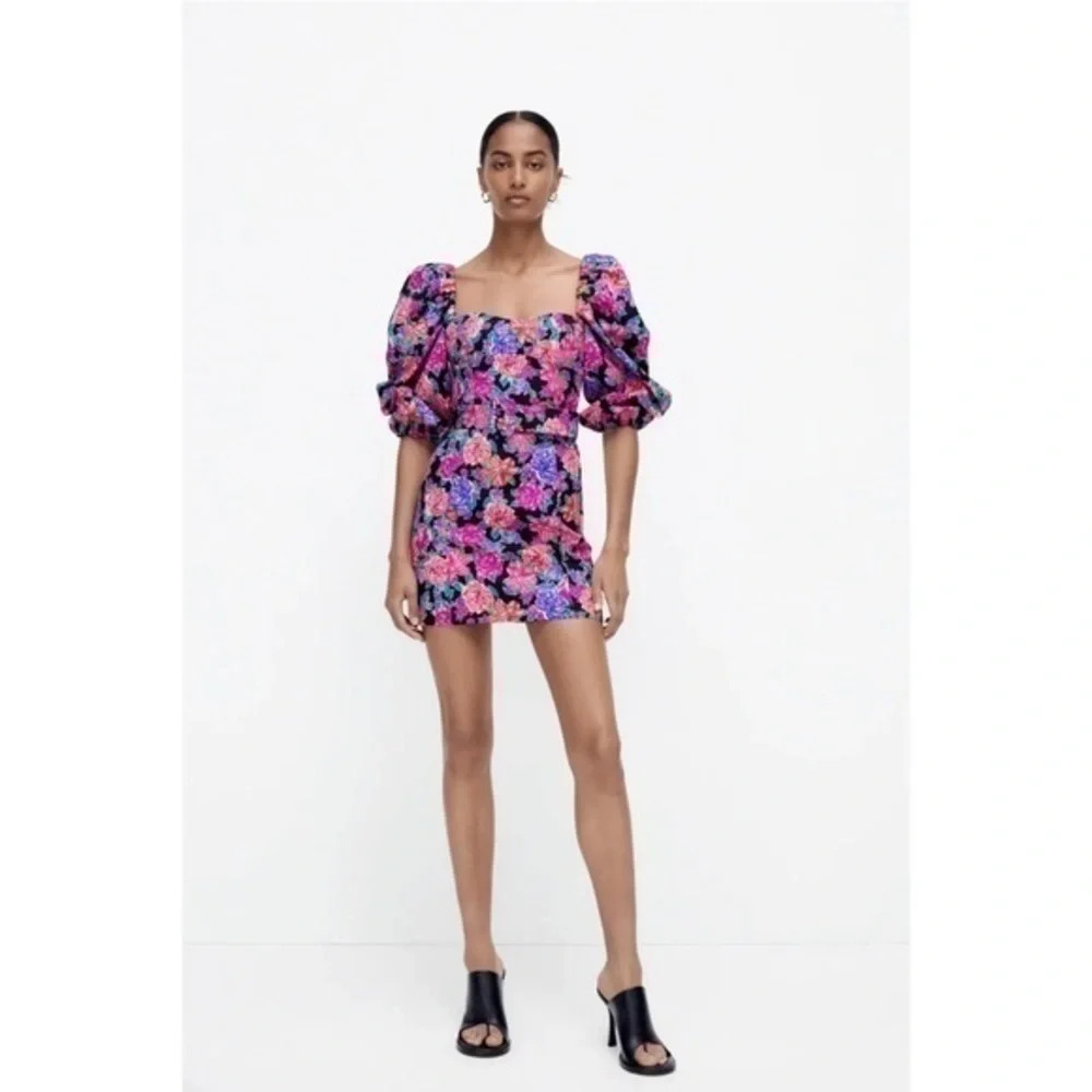 Zara floral print mini dress small 8812/546 without belt